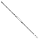 14k White Gold Polished Solid Chain/Solid Plate Flat Curb Link 25.5x5mm Plate 8 inch ID Bracelet